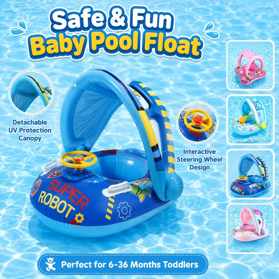 Cartoon Baby Pool Float with Canopy Options product photo 1